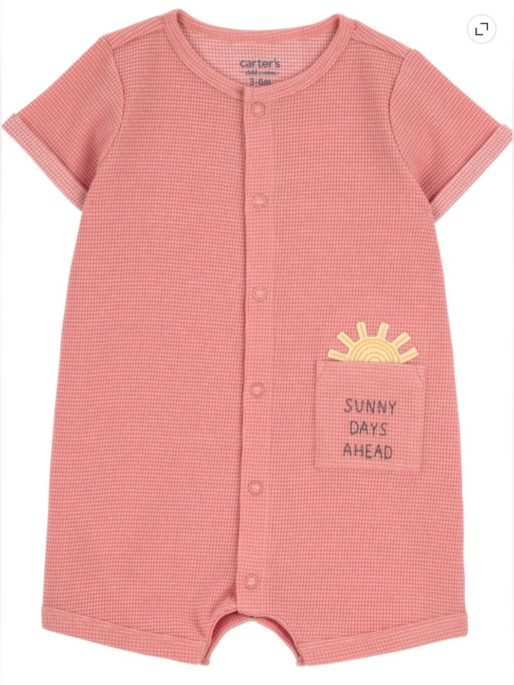 Carters 12M Coral Sunny Days Ahead One-Piece Romper Boho Fall Gender Neutral